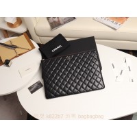 샤넬 CHANEL  램스킨/캐비어 클러치백 라지 금장/은장