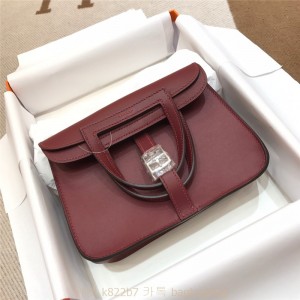 에르메스 HERMES 미니 할잔백 Swift 가죽 금장 은장 22cm