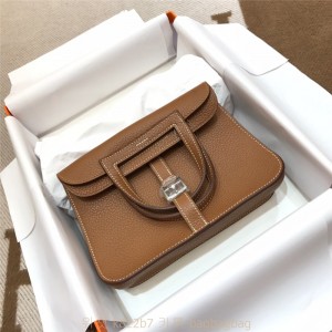 에르메스 HERMES 미니 할잔백 togo가죽 금장 은장 22cm