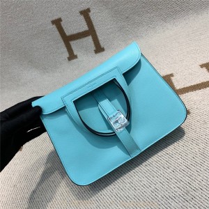 에르메스 HERMES 미니 할잔백 Swift가죽 금장 은장 22cm
