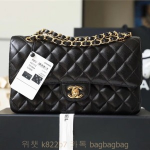 샤넬 CHANEL 클래식백 캐비어 램스킨 금장 은장 25cm