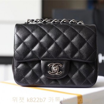 샤넬 CHANEL 클래식백 캐비어 램스킨 금장 은장 17cm