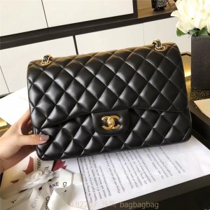 샤넬 CHANEL 클래식백 캐비어 램스킨 금장 은장 30cm