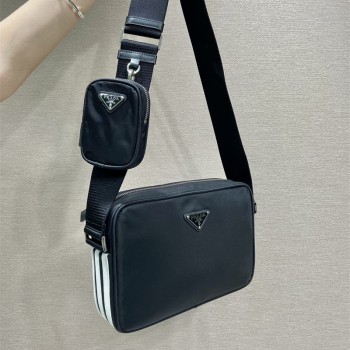 프라다 PRADA 남성 남자 2VH142 아디다스 리나일론 숄더백 블랙
