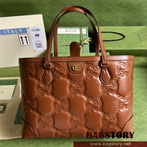 구찌 GUCCI  GG 마틀라세 레더 미디엄 토트백 631685