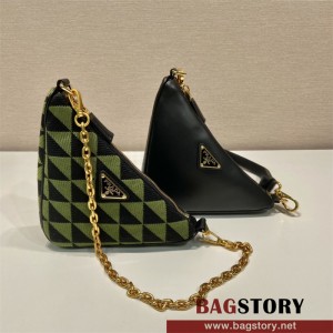 프라다 심볼 가죽 패브릭 미니 숄더백 1BC176