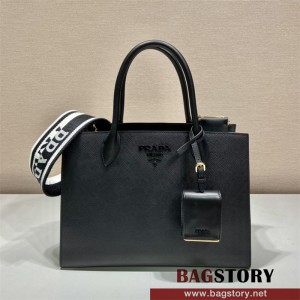프라다 모노크롬 사피아노 레더 핸드백 1BA155