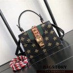 구찌 GUCCI 벨벳 실비 레더 탑핸들 미니 숄더백 470270