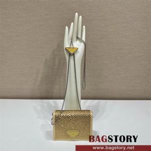 프라다 숄더 스트랩 카드 홀더 체인 크로스백 1MR024