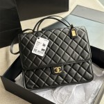 샤넬 CHANEL  페이턴트 카프스킨 골드 메탈 블랙 라지 백팩  AS3662