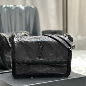 입생로랑 YSL 633158 28CM 니키 크링클 레더 미디움 숄더백