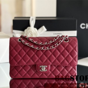 샤넬 CHANEL 클래식백 캐비어 램스킨 금장 은장 25cm
