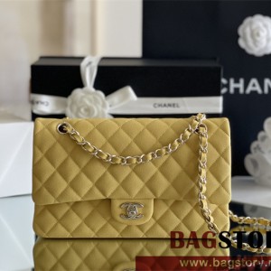샤넬 CHANEL 클래식백 캐비어 램스킨 금장 은장 25cm