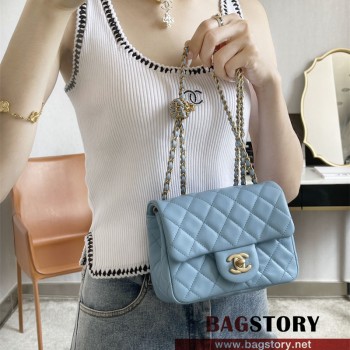 샤넬 CHANEL 골드볼 램스킨 클래식백 18CM