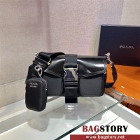 프라다 PRADA 로고 나일론 브러시드 가죽 메신저백 1BD295