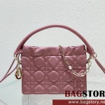 디올 DIOR 레이디 미니 탑 핸들 드로우스트링 백