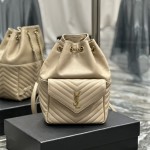 입생로랑 YSL 생로랑  모노그램 램스킨 플랩 백팩 672609