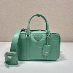 프라다 PRADA 신상 미디엄 앤티크 나파 가죽 탑핸들백 1BB092