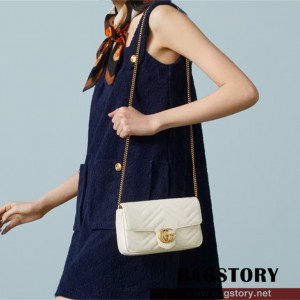 구찌 GUCCI GG 마몽 미니 카드 케이스 체인 지갑 크로스백 751526