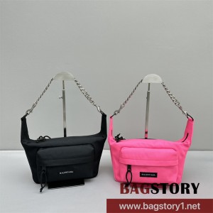 발렌시아가 BALENCIAGA RAVER 미디엄 체인백 플루오 핑크  벨트백