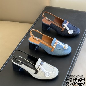 에르메스 HERMES 힐 샌들 슬리퍼 5cm