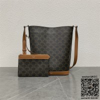 셀린느 CELINE 버킷 트리옹프 캔버스 카프스킨 116332