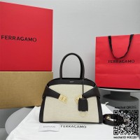 페라가모 허그 탑 핸들백 (S) 스몰 브라운컬러