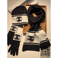 샤넬 CHANEL 모자 목도리 장갑 세트