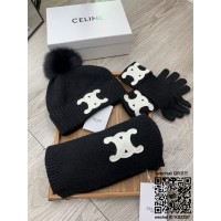 셀린느 CELINE 모자 목도리 장갑 세트