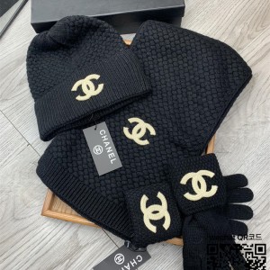 샤넬 CHANEL 모자 목도리 장갑 세트