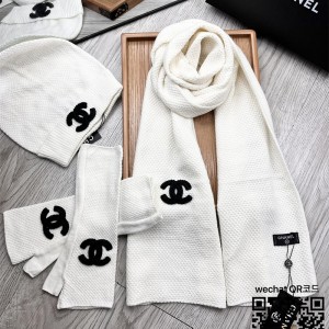 샤넬 CHANEL 모자 목도리 장갑 세트