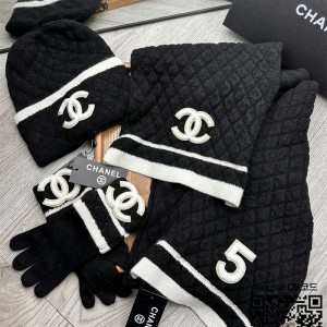 샤넬 CHANEL 모자 목도리 장갑 세트