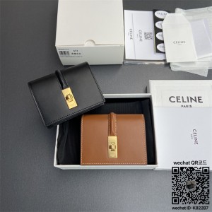 셀린느 CELINE 16 플랩 카드 지갑 - 새틴 카프스킨