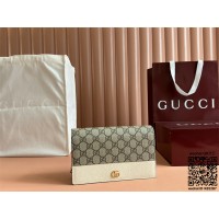 구찌 GUCCI GG 마몽체인 달린 바이컬러 지갑 크로스백 497985