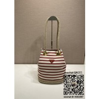 프라다 스트라이프 패브릭 미니 파우치 1BE082