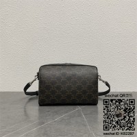 셀린느 미니 보스턴 트리옹프 캔버스 앤 카프스킨 블랙 120502