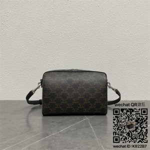 셀린느 미니 보스턴 트리옹프 캔버스 앤 카프스킨 블랙 120502