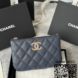 샤넬 시즌 CC로고 카드지갑 똑딱이 캐비어 블랙 AP3049