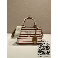 프라다 스트라이프 코튼 캔버스 미니백  1BA038