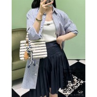 프라다 스트라이프 코튼 캔버스 미니백 1BA038