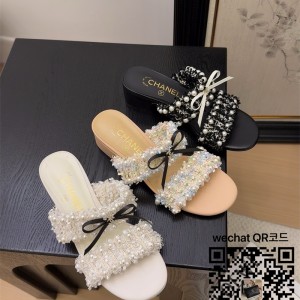 샤넬 힐 샌들 슬리퍼