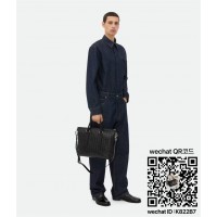 보테가베네타 블랙 인트레치아토 소프트 브리프케이스 815784