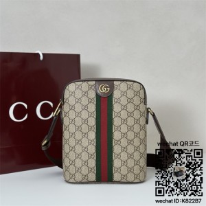 구찌 남자 오피디아 스몰 슬링백 베이지 다크 브라운 패브릭 839103