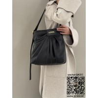 로에베 DRAPED 로고 토트백 블랙