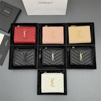 생로랑 모노그램 지퍼 가죽 반지갑 575879