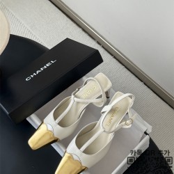 샤넬 투톤 슬링백힐 샌들