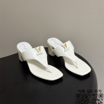 루이비통 여성 오픈토 LV 로고 블록힐 샌들