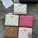 샤넬 CC 은장 금장 지퍼 캐비어 반지갑 블랙 AP3388